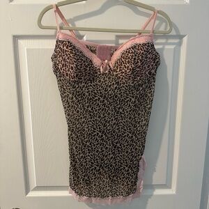 💗 Leopard Print Lingerie with Pink Lace 1X